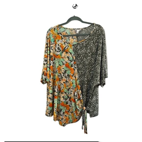 Cato Floral Boho Top 22 Orange Polka Dot Western Tropical Resort Classic Resort - Picture 1 of 10